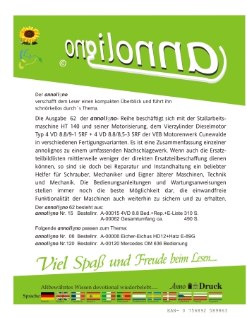 IFA Fortschritt Hoflader HT 140 Bild- Ersatzteilliste & Motor 4VD 8.8 E-Liste & Bedienungsanleitung & Reparaturanleitung - annoligno 62